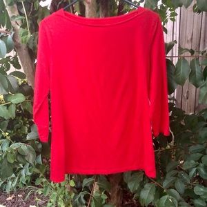 Merona Tee Shirt Red Solid Christmas Stretch